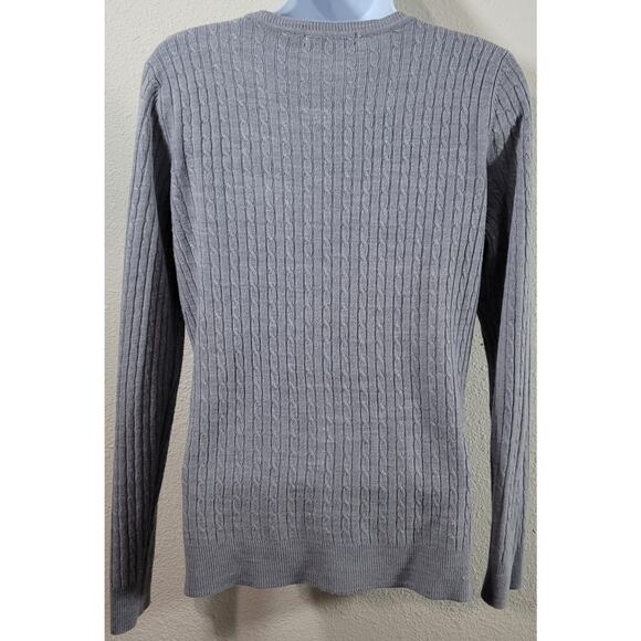 Luxe Gray V Neck Long Sleeve Sweater Top Medium Lightweight Soft Stretch - Picture 2 of 3